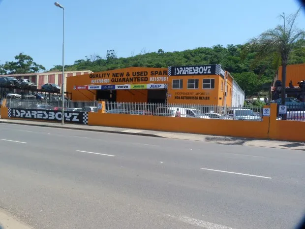 Sparesboyz auto parts store front view in Durban